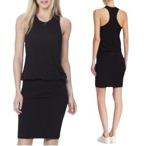 Standard James Perse Mini Dress Racerback Blouson Ruched Lightweight Black M